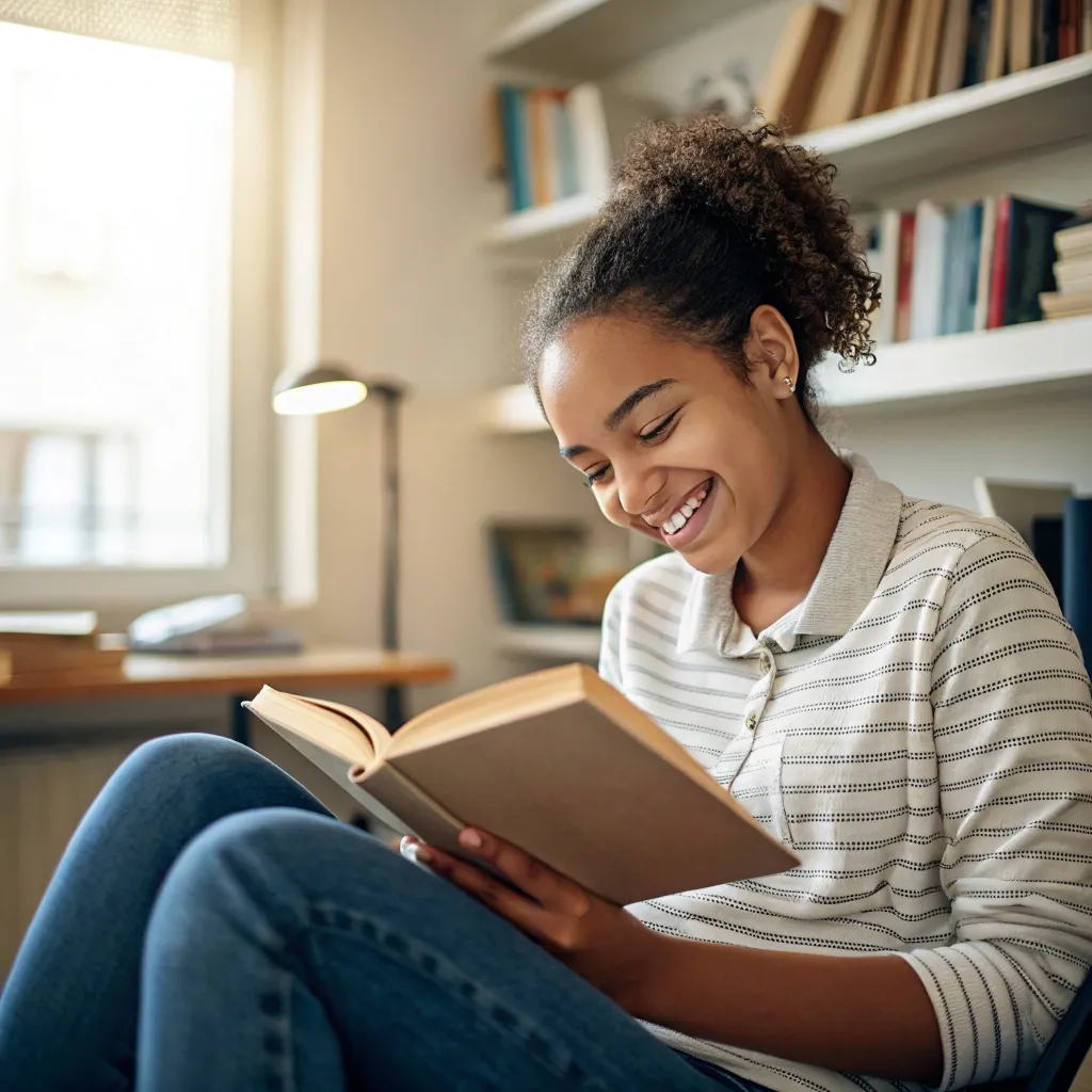 Happy student with a book