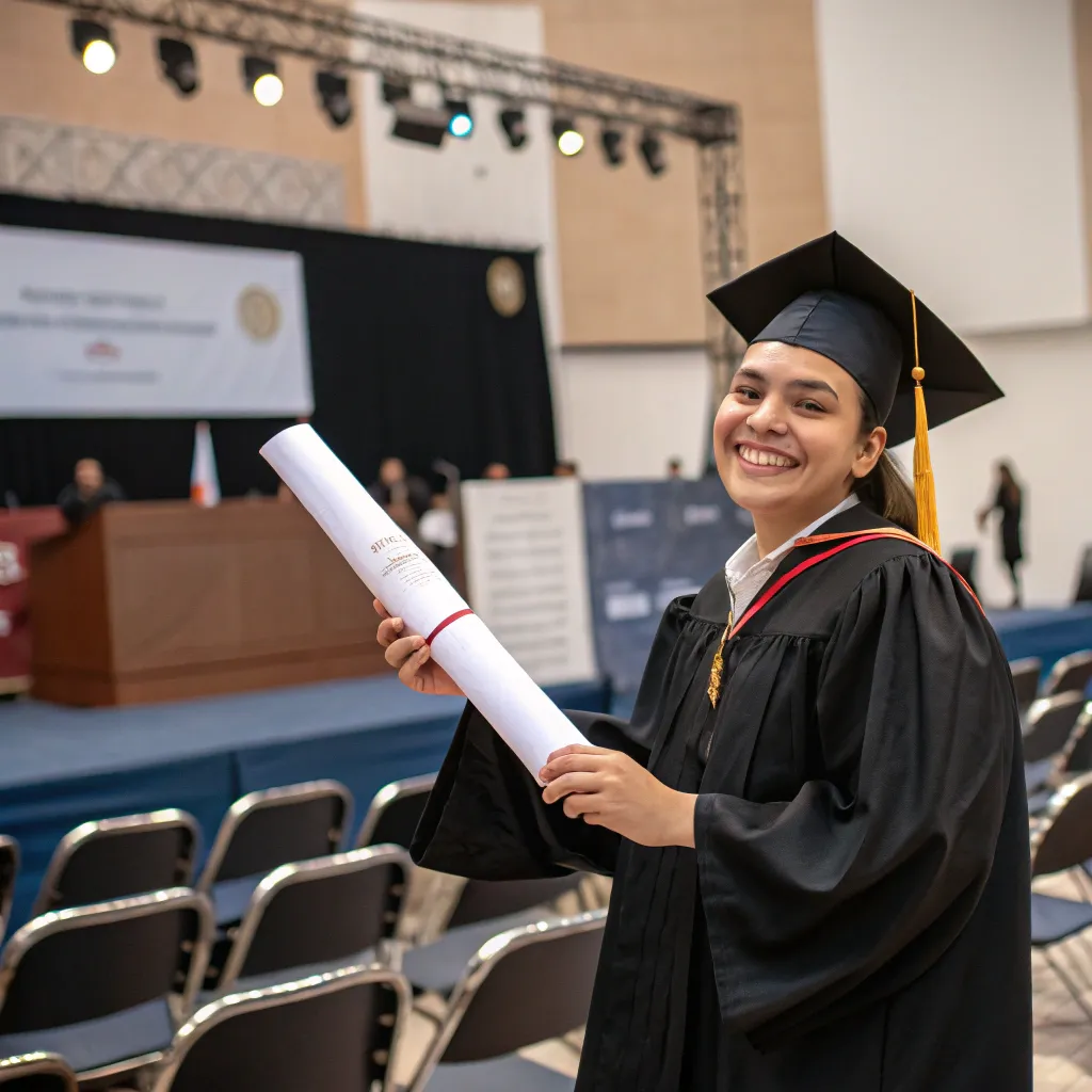 Student holding a diploma