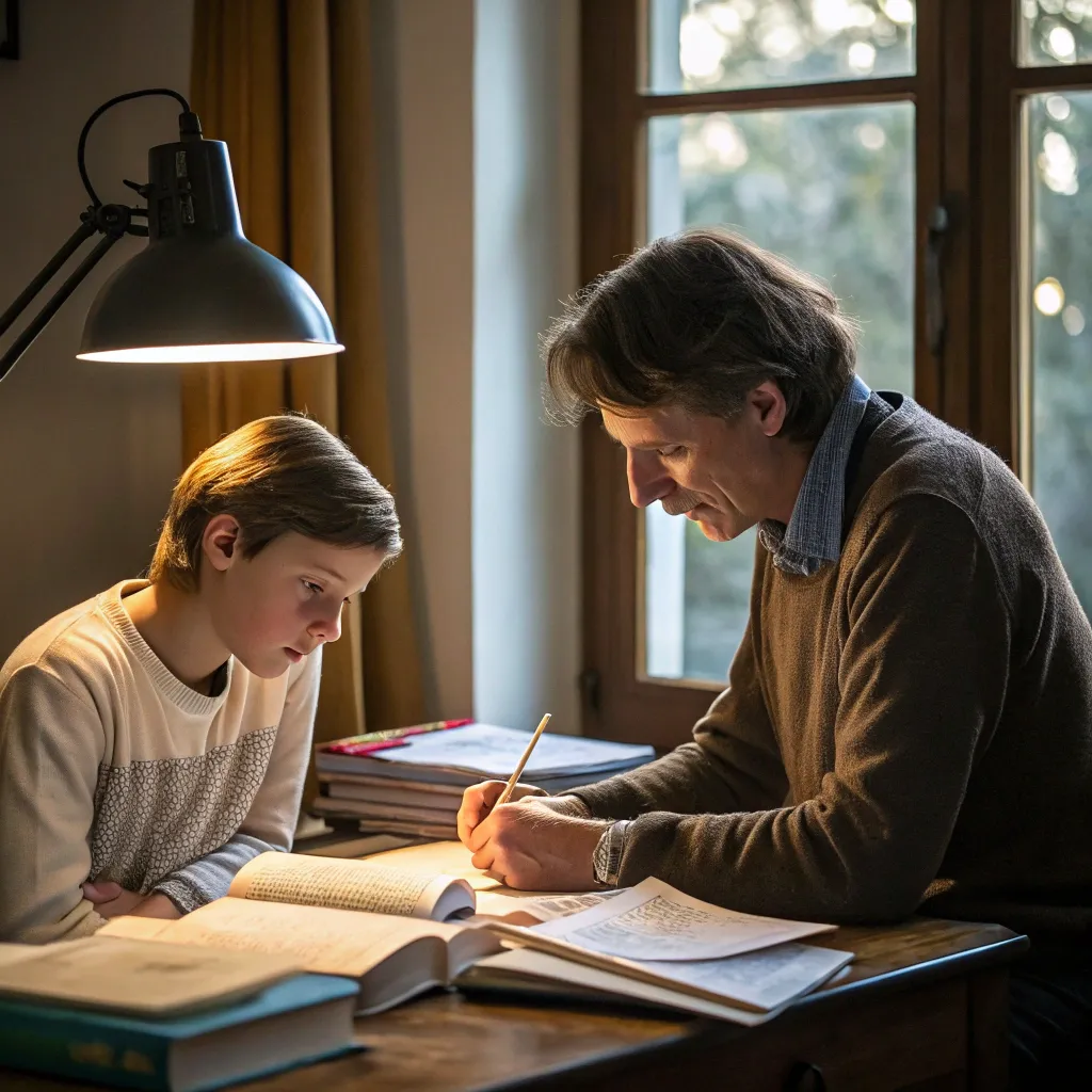 Tutor teaching a student